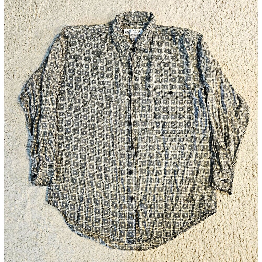 Whistles Shirt 100% Silk Compagnie Internationale Small LS Button Up Cream Black